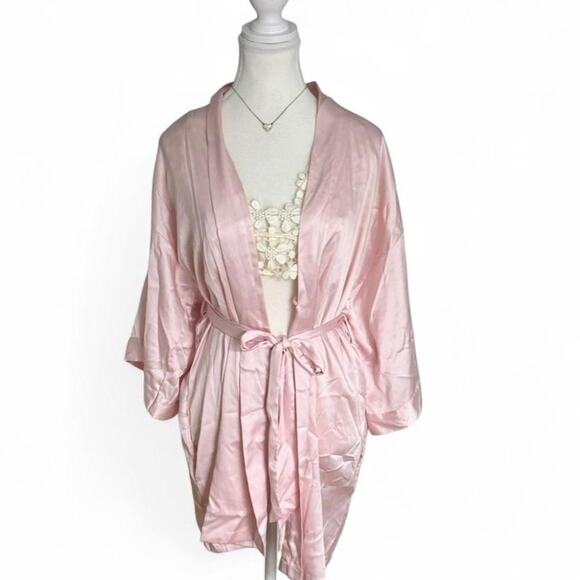 Victoria's Secret Other - Victorias Secret Baby Pink Satin Tie Up Robe Beautiful Size XS Sleep Sexy 2000s